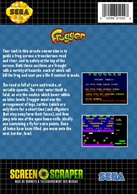 Frogger (USA) box cover back